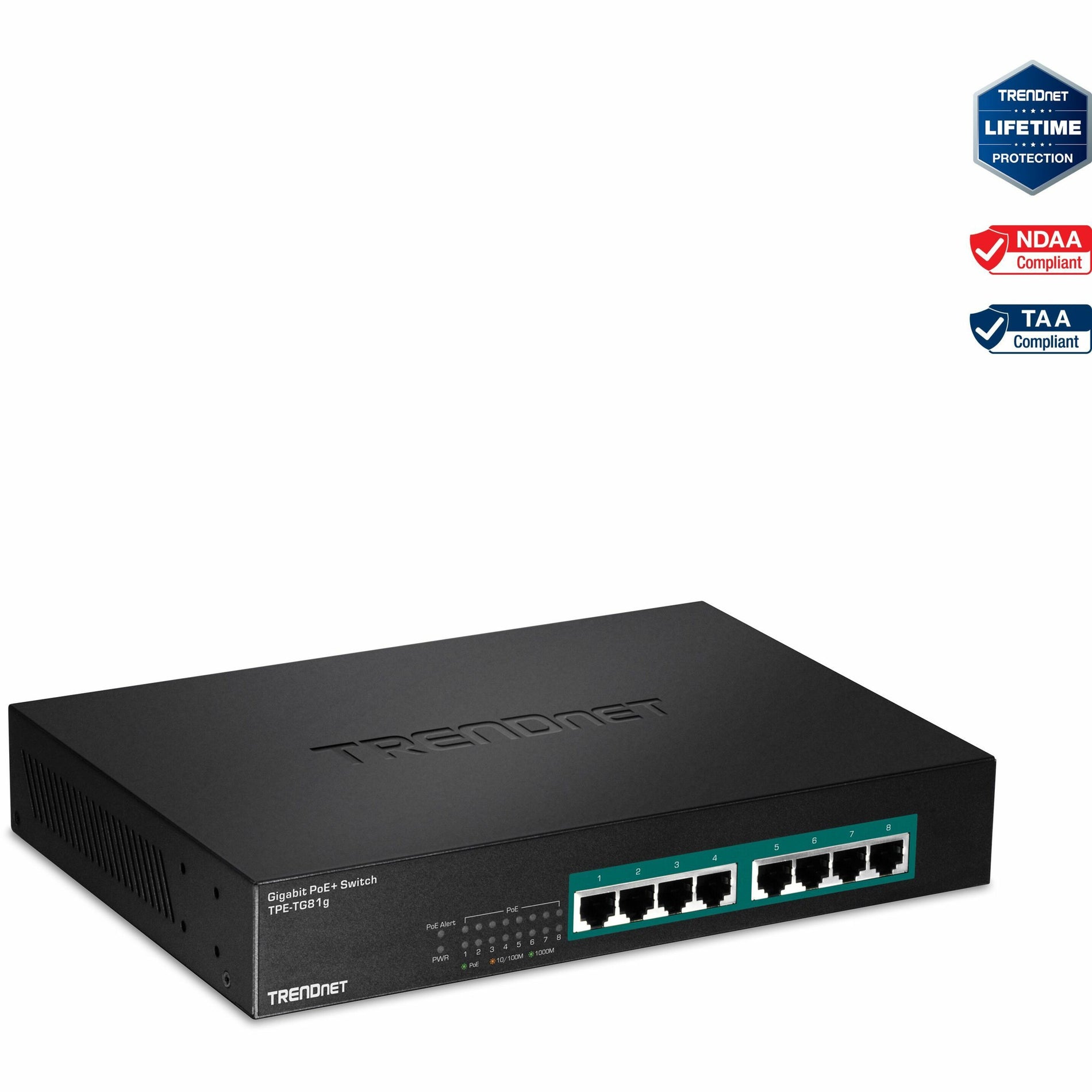 TRENDnet 8-port PoE+ Gigabit Switches (TPE-TG81g)