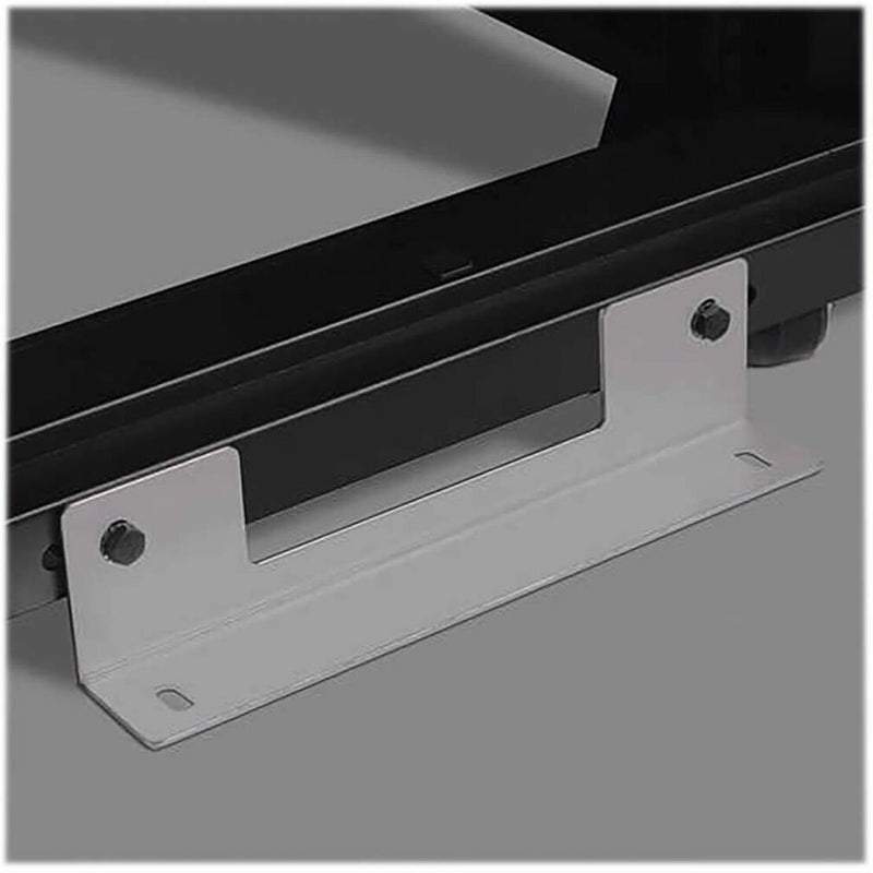 Close-up of mounting rail adjustment mechanism with depth markers