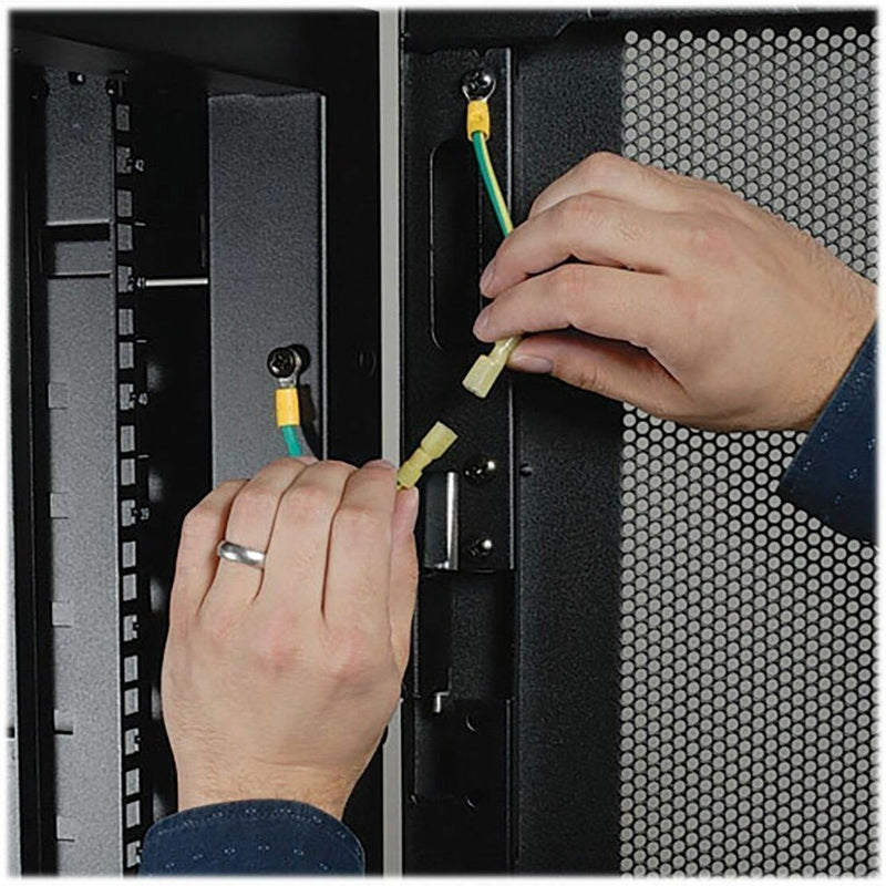 Detail of cabinet grounding system and connection points