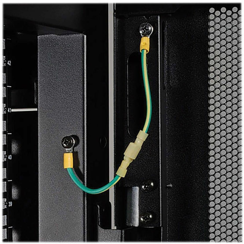 Detailed view of cabinet grounding architecture and connections