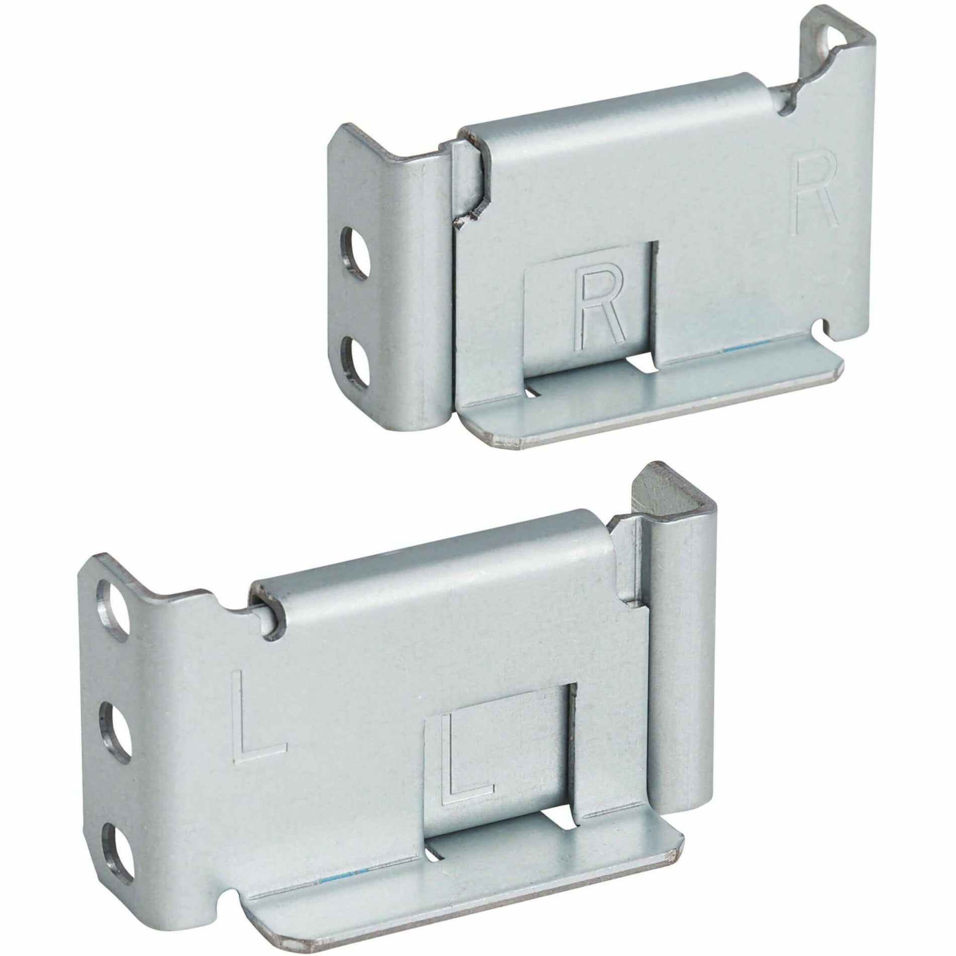 Close-up view of Eaton RK2PA galvanized steel mounting brackets with right and left side orientation markers-alternate-image1