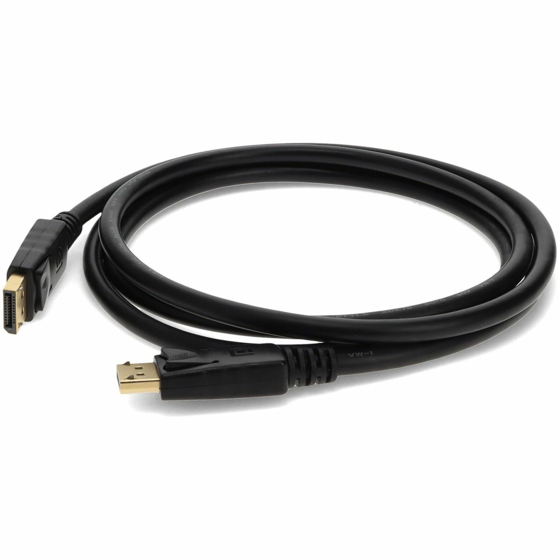 10-foot black DisplayPort cable with gold-plated male connectors showing front angle view-alternate-image1