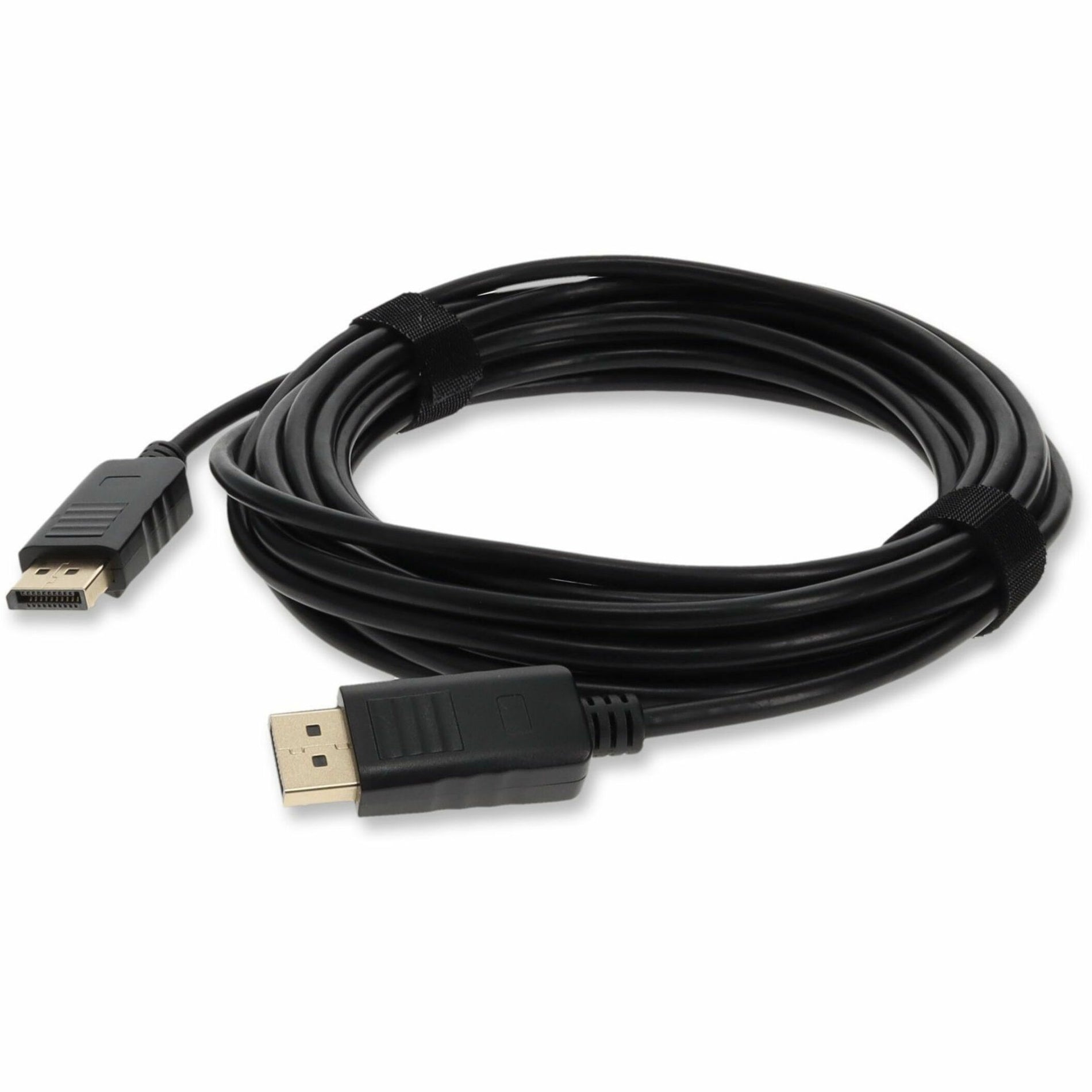 20-foot black DisplayPort cable with gold-plated connectors and cable management straps - front view-alternate-image1