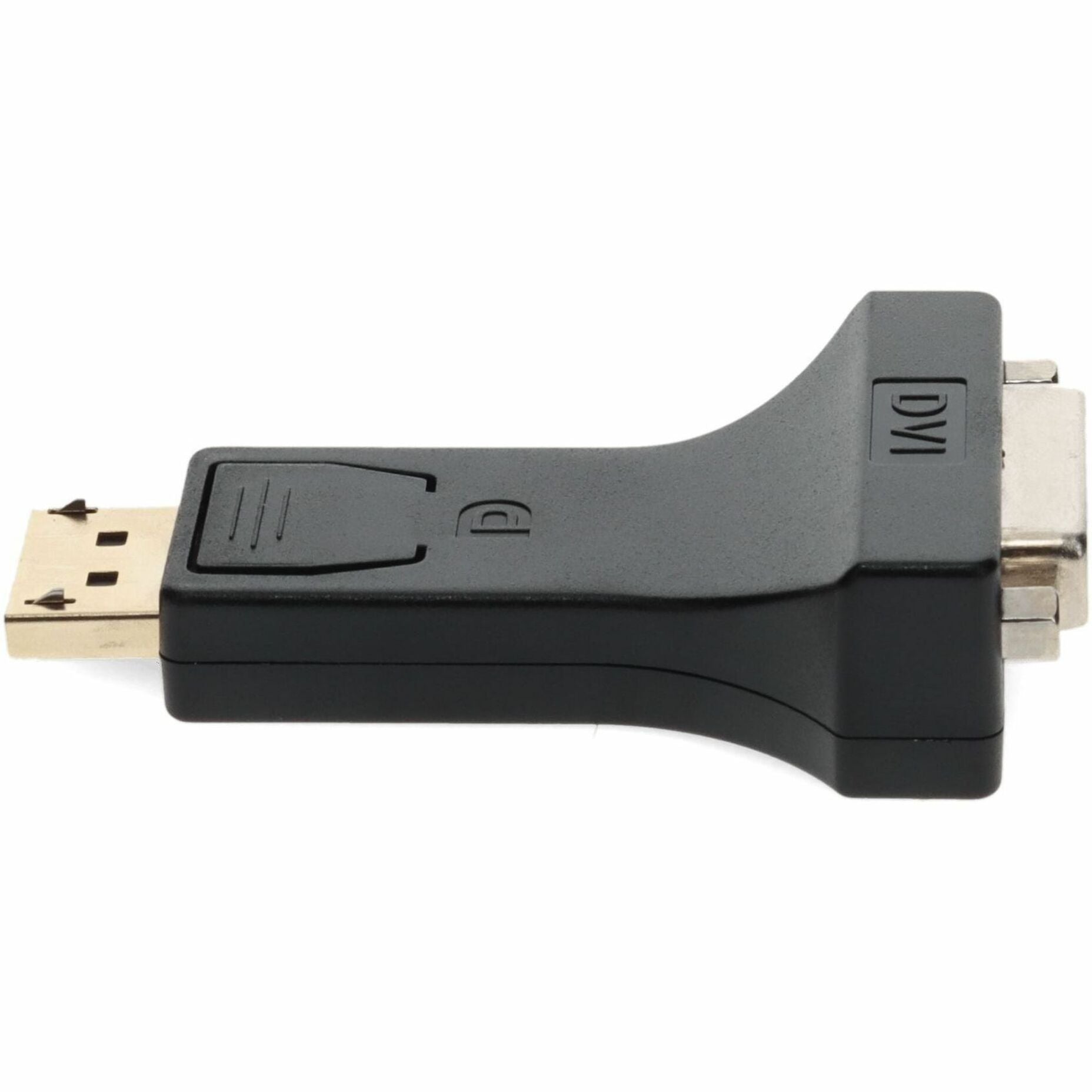 Side profile view of black DisplayPort to DVI adapter showing ergonomic design-alternate-image2