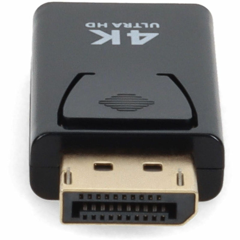 Top-down view of DisplayPort to HDMI adapter showing construction quality