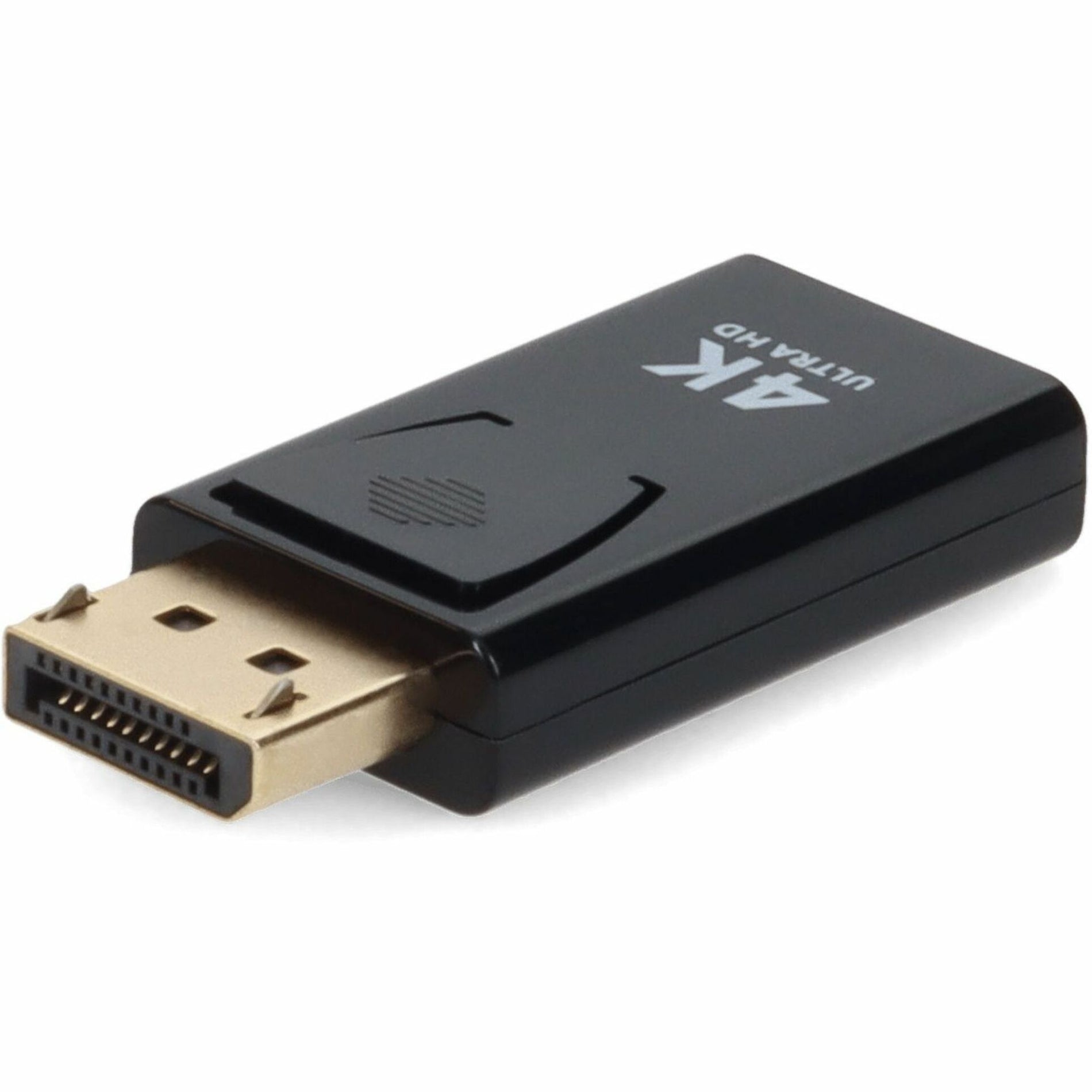 Side view of black DisplayPort to HDMI adapter showing gold-plated DisplayPort connector and 4K Ultra HD branding-alternate-image1