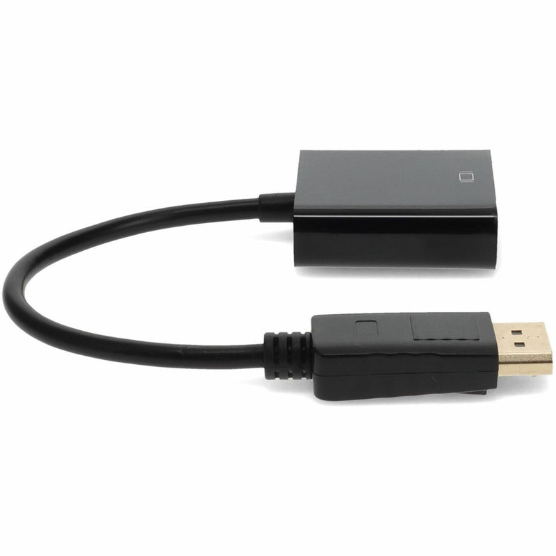 Side angle view of DisplayPort to VGA adapter showing cable design