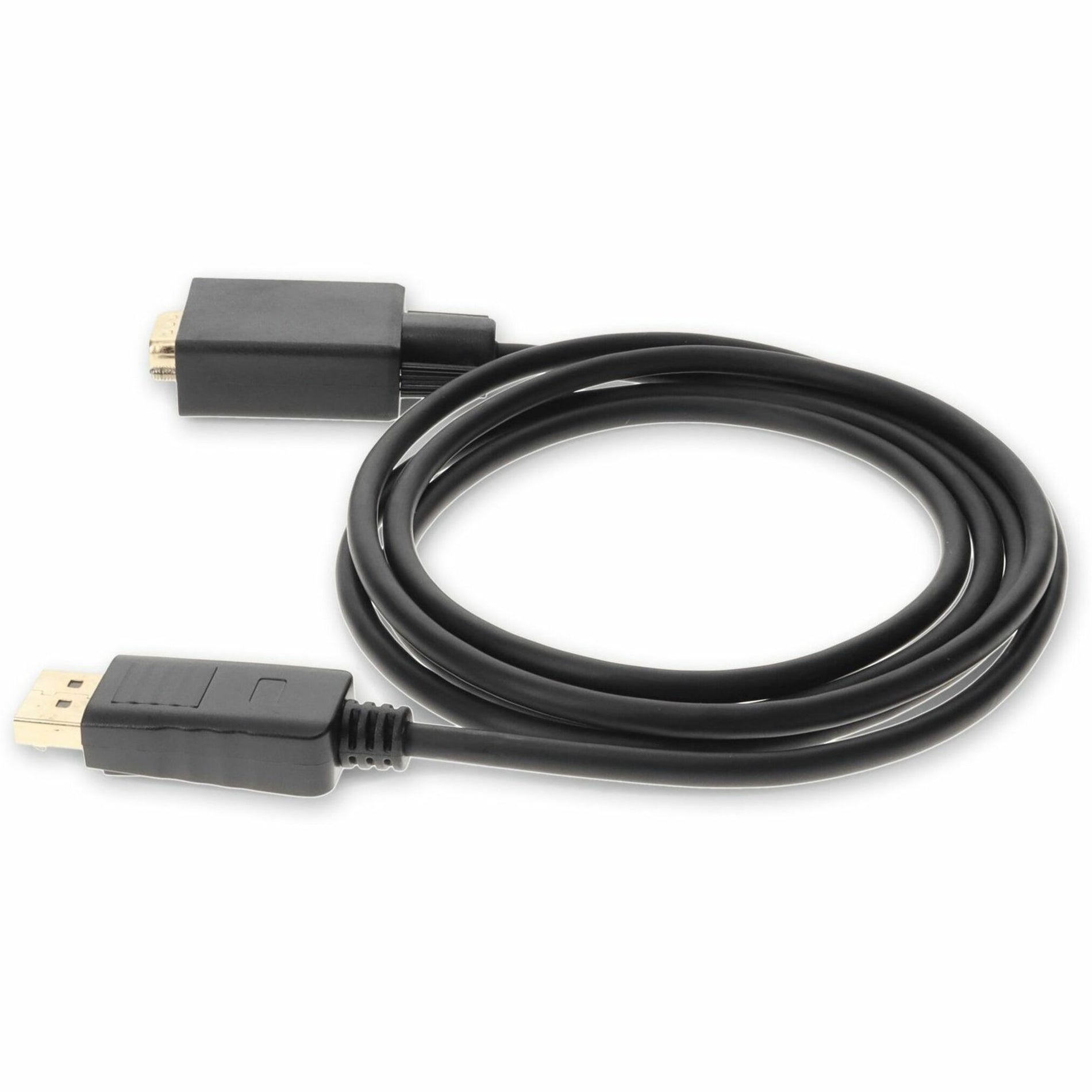 Side view of DisplayPort to VGA adapter cable showing cable flexibility and connector design-alternate-image2