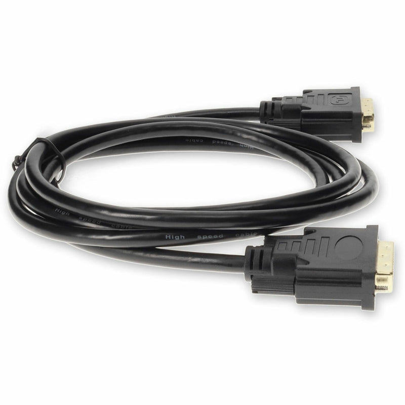 Full-length view of DVI-D cable showing both connectors and cable curve