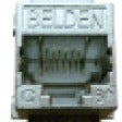 Front view of Belden CAT 6+ shielded modular jack showing RJ-45 port and metal housing-alternate-image1