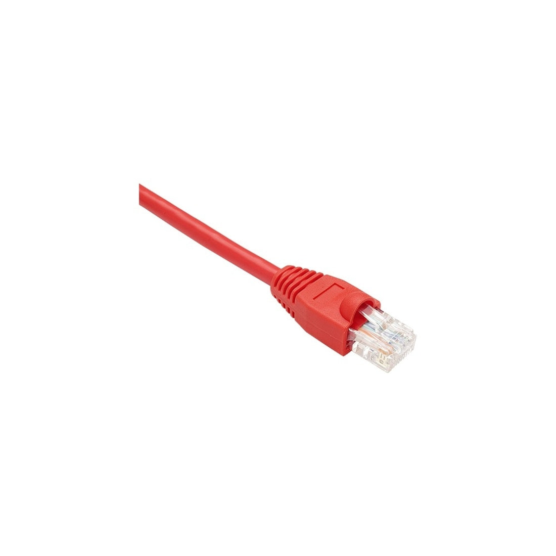 Red Cat.5e network patch cable with snagless boot and RJ-45 connector close-up view-alternate-image1