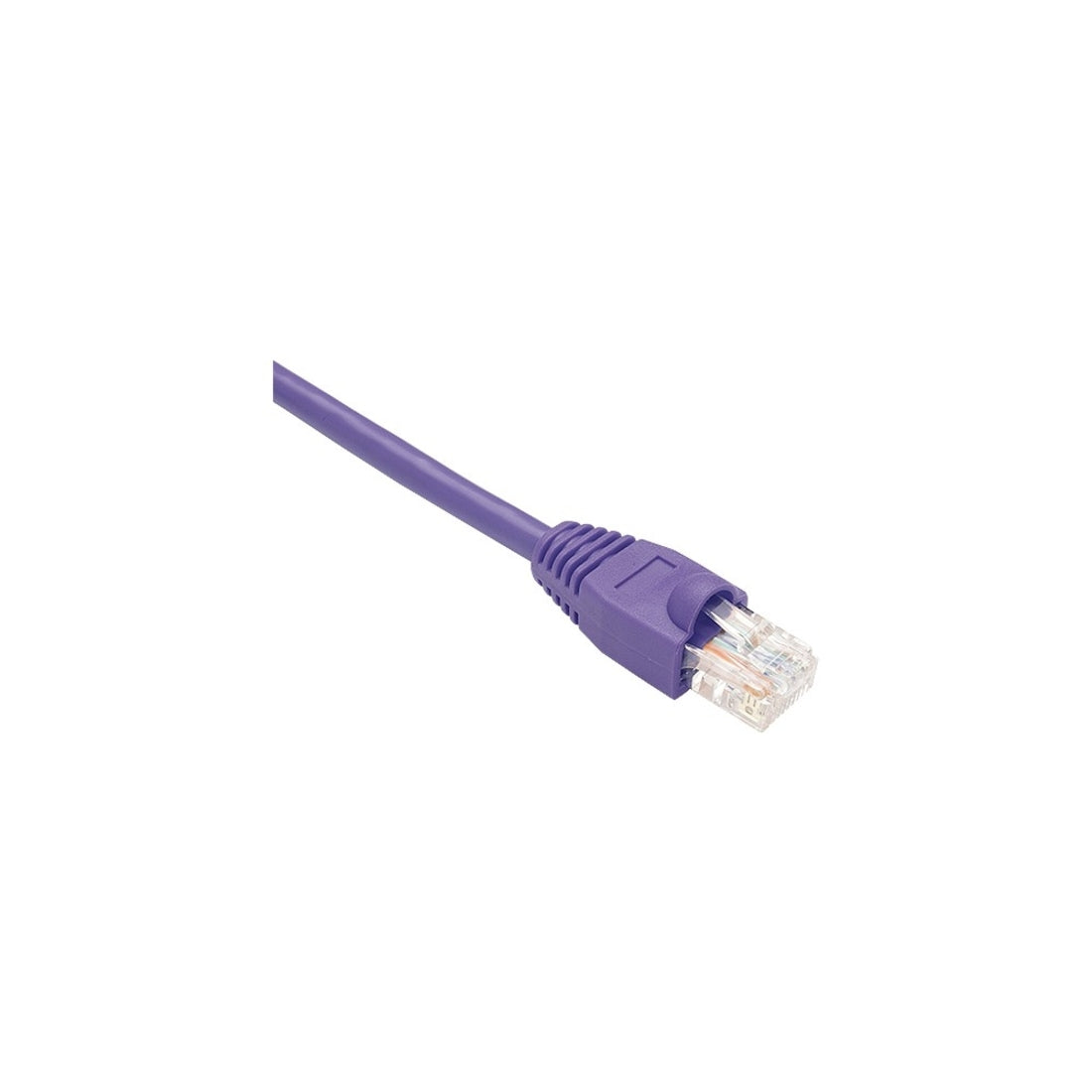 Purple Cat.5e network patch cable with snagless boot and RJ-45 connector close-up view-alternate-image2