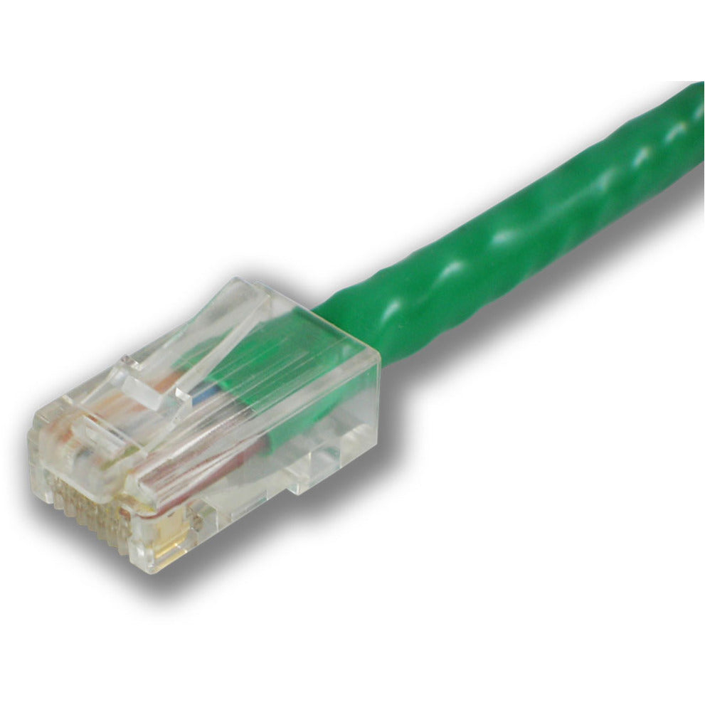 Close-up view of transparent RJ-45 connector and green CAT6 cable jacket showing quality construction-alternate-image1