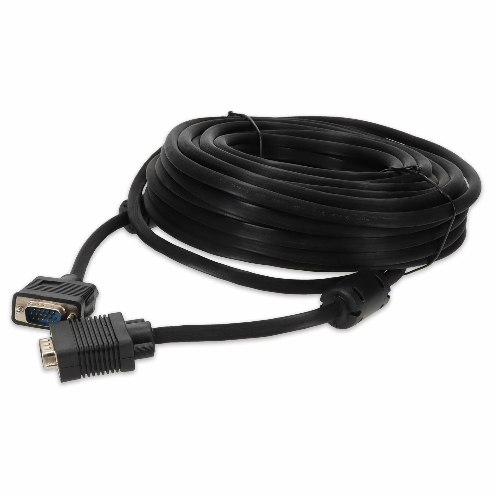 50-foot black VGA cable with male HD-15 connectors on both ends, coiled view showing connector detail-alternate-image2