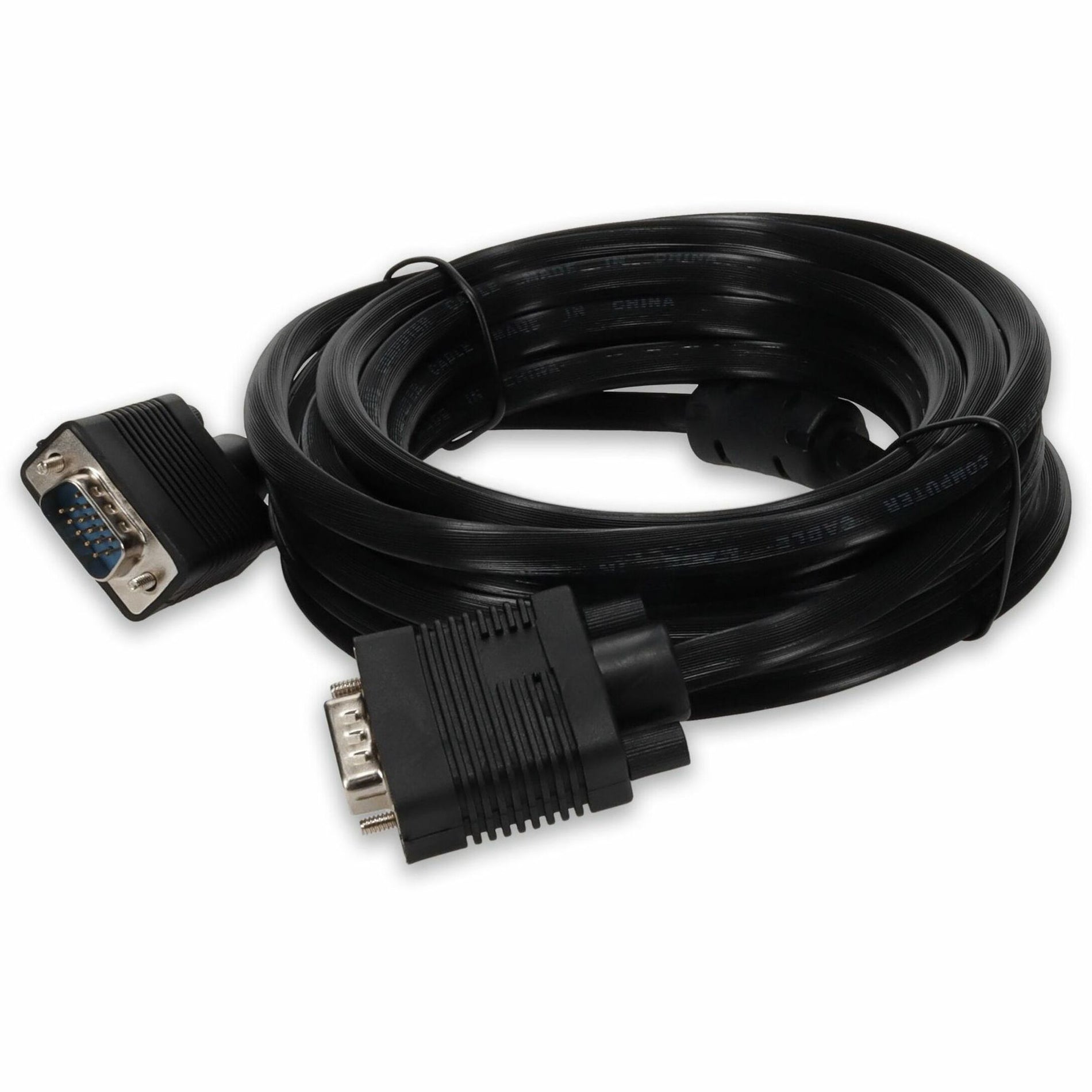 15-foot black VGA cable with male HD-15 connectors showing premium build quality and strain relief-alternate-image1