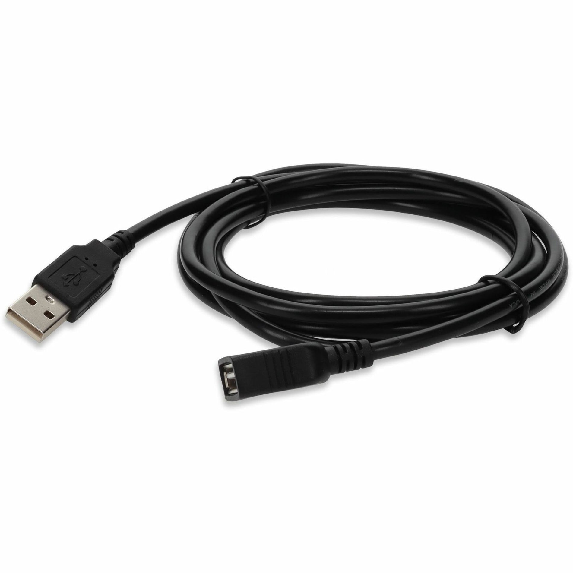 Black 6-foot USB 2.0 Type-A male to female extension cable front view-alternate-image1