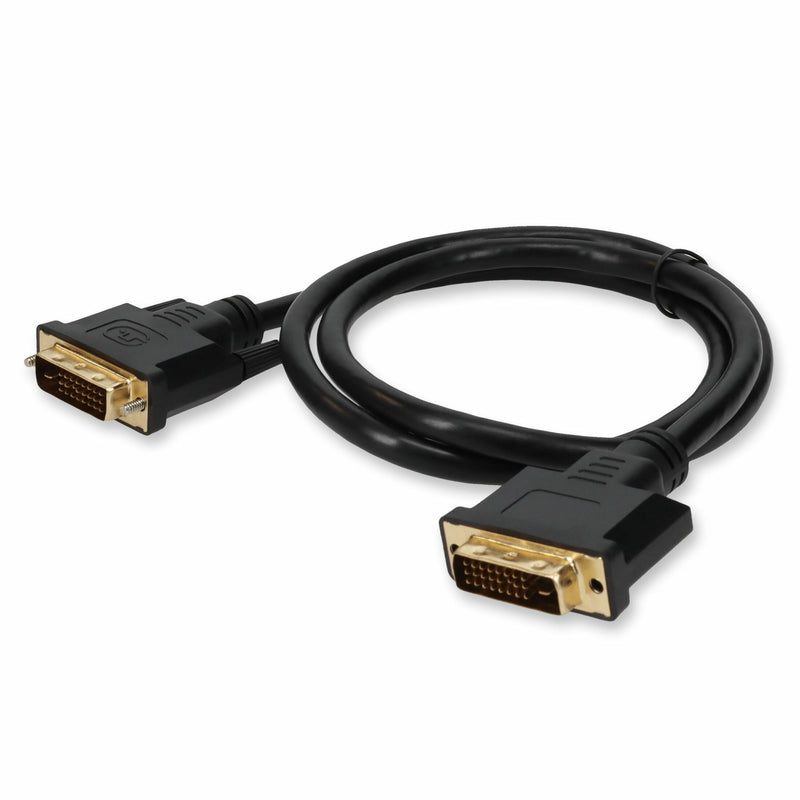 Black DVI-D dual link cable with gold-plated male connectors on both ends