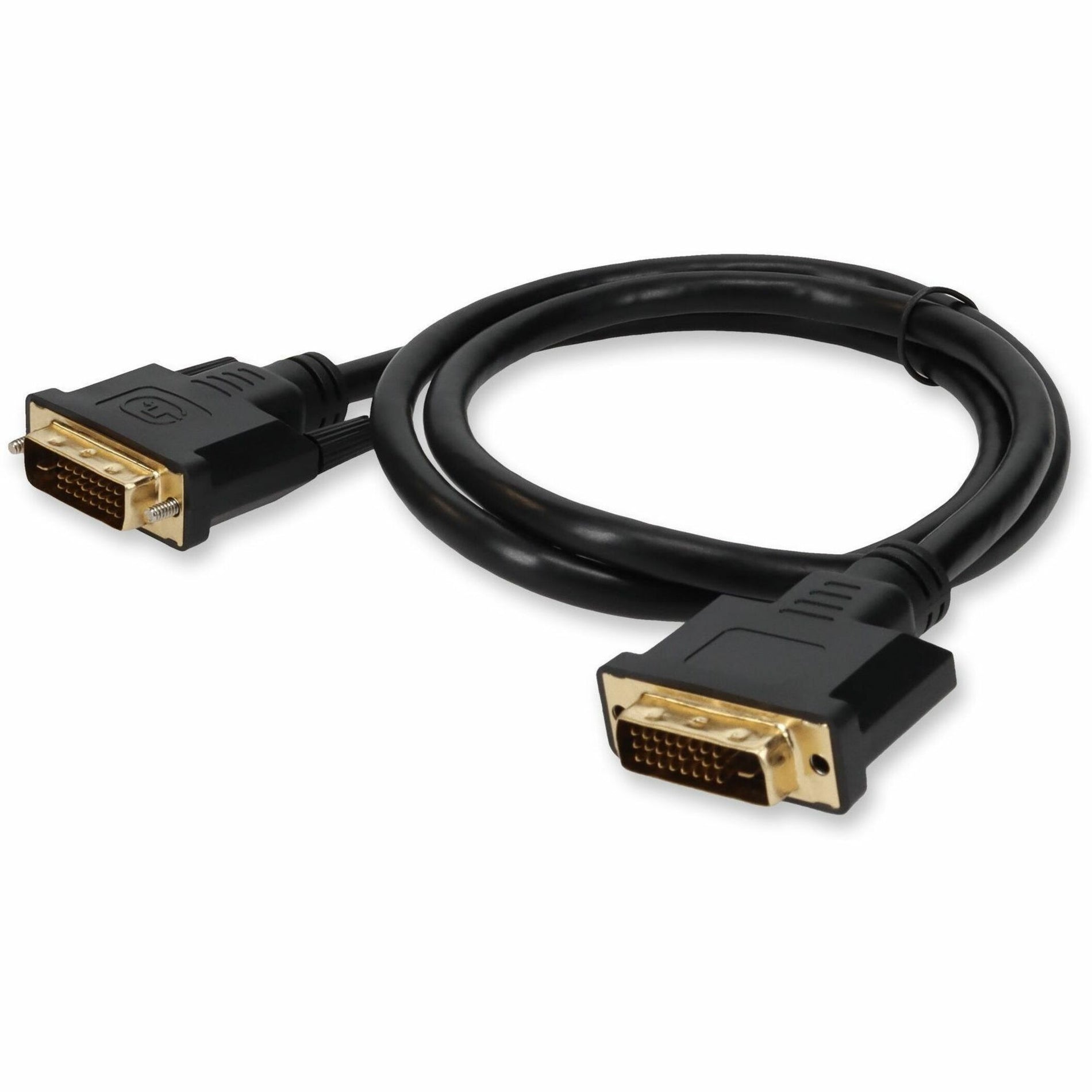 DVI-D Dual Link cable with gold-plated connectors and black cable jacket shown from side angle-alternate-image1