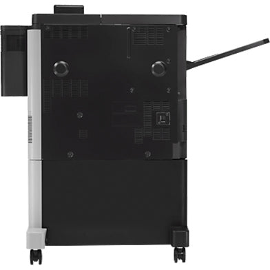 Rear view of HP LaserJet M806X+ showing connectivity ports and access panels