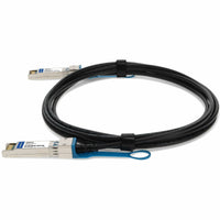 Detailed view of SFP+ connector with blue pull tab and metal housing-alternate-image2