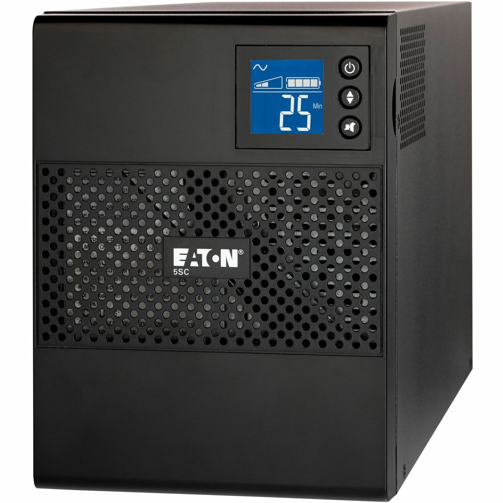 Side angle view of Eaton 5SC UPS tower showing ventilation design and compact footprint-alternate-image2