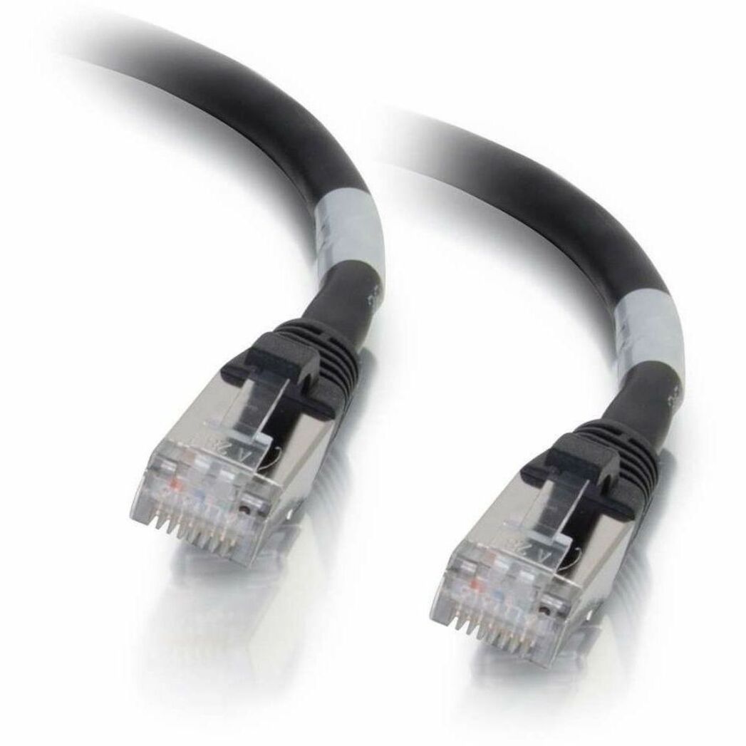 Close-up view of gold-plated RJ-45 connectors on Cat6a shielded network cable-alternate-image1