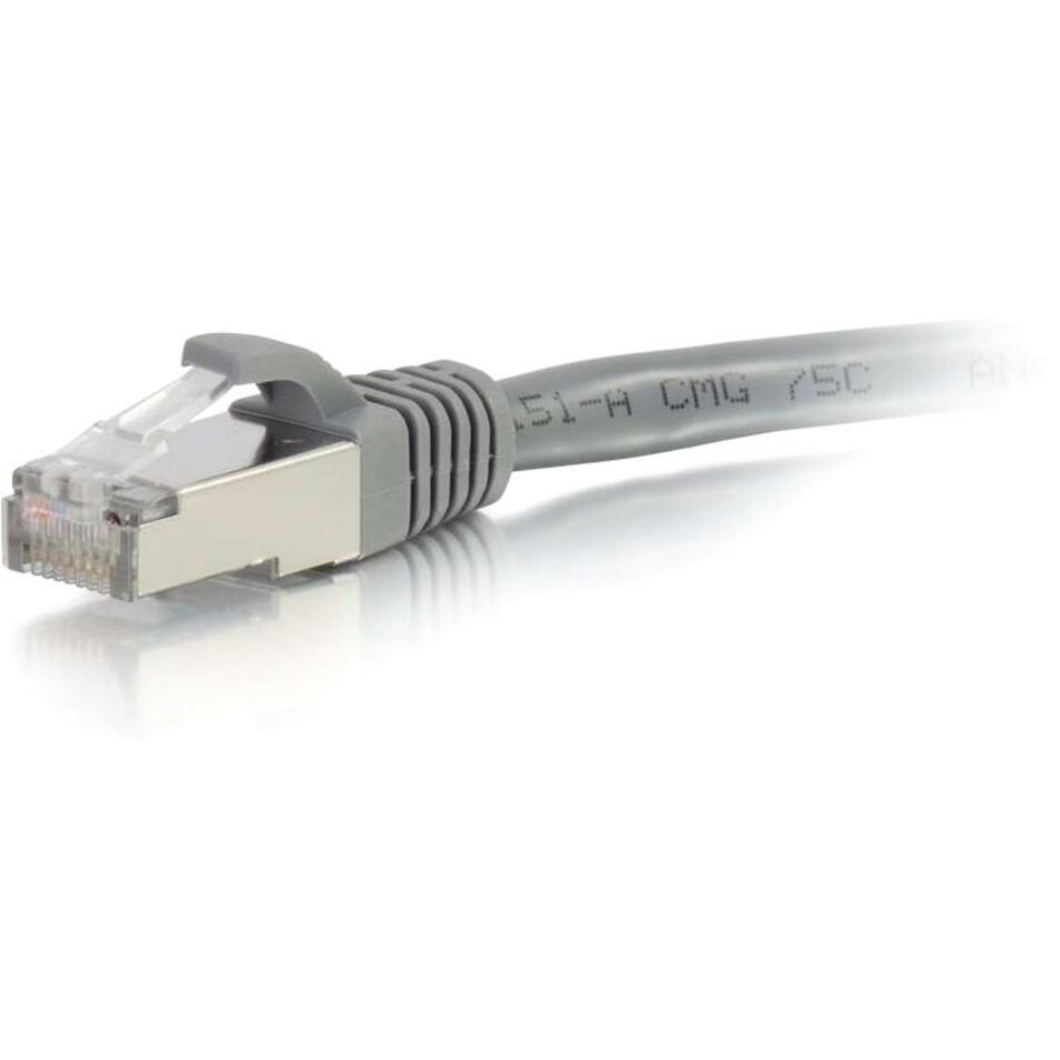 كابل شبكة C2G 00780 بطول 7 أقدام Cat6 محمي بدون تشابك (STP) - رمادي، ضمان مدى الحياة، UL94V-0، ANSI/TIA 568 C.2 Cat6