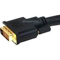 Close-up of gold-plated DVI-D connector on Monoprice cable showing pin configuration-alternate-image2