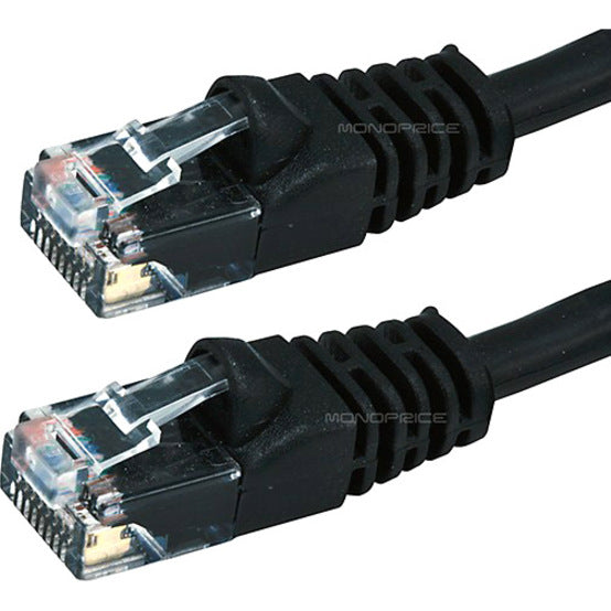 Close-up of gold-plated RJ45 connectors with strain relief boots on Cat6 ethernet cable-alternate-image2