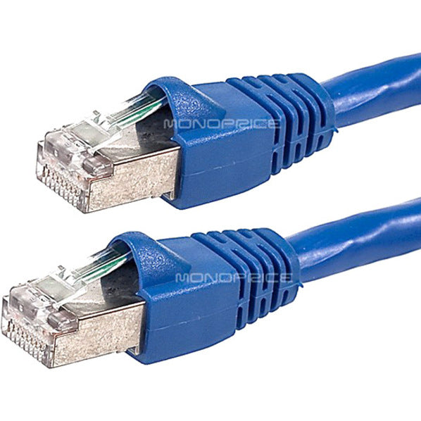 Monoprice 100FT 24AWG Cat6A 500MHz STP Ethernet Bare Copper Network Cable - Blue (5907)