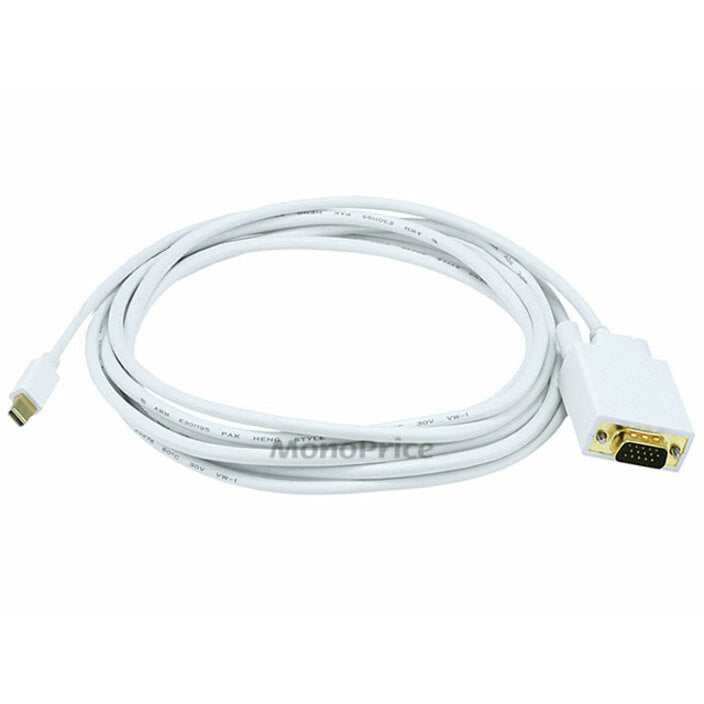 Monoprice 10ft 32AWG Mini DisplayPort to VGA Cable - White (6004)