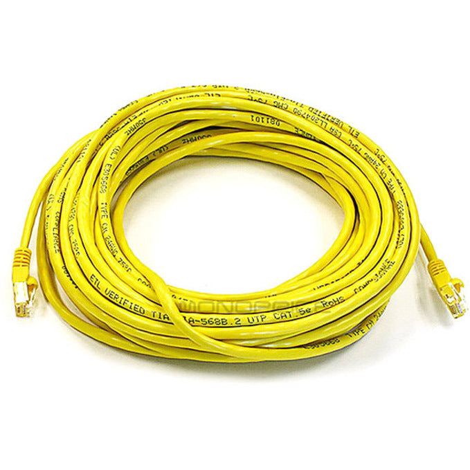 50-foot yellow Cat6 ethernet cable coiled showing full length and RJ-45 connectors-alternate-image1