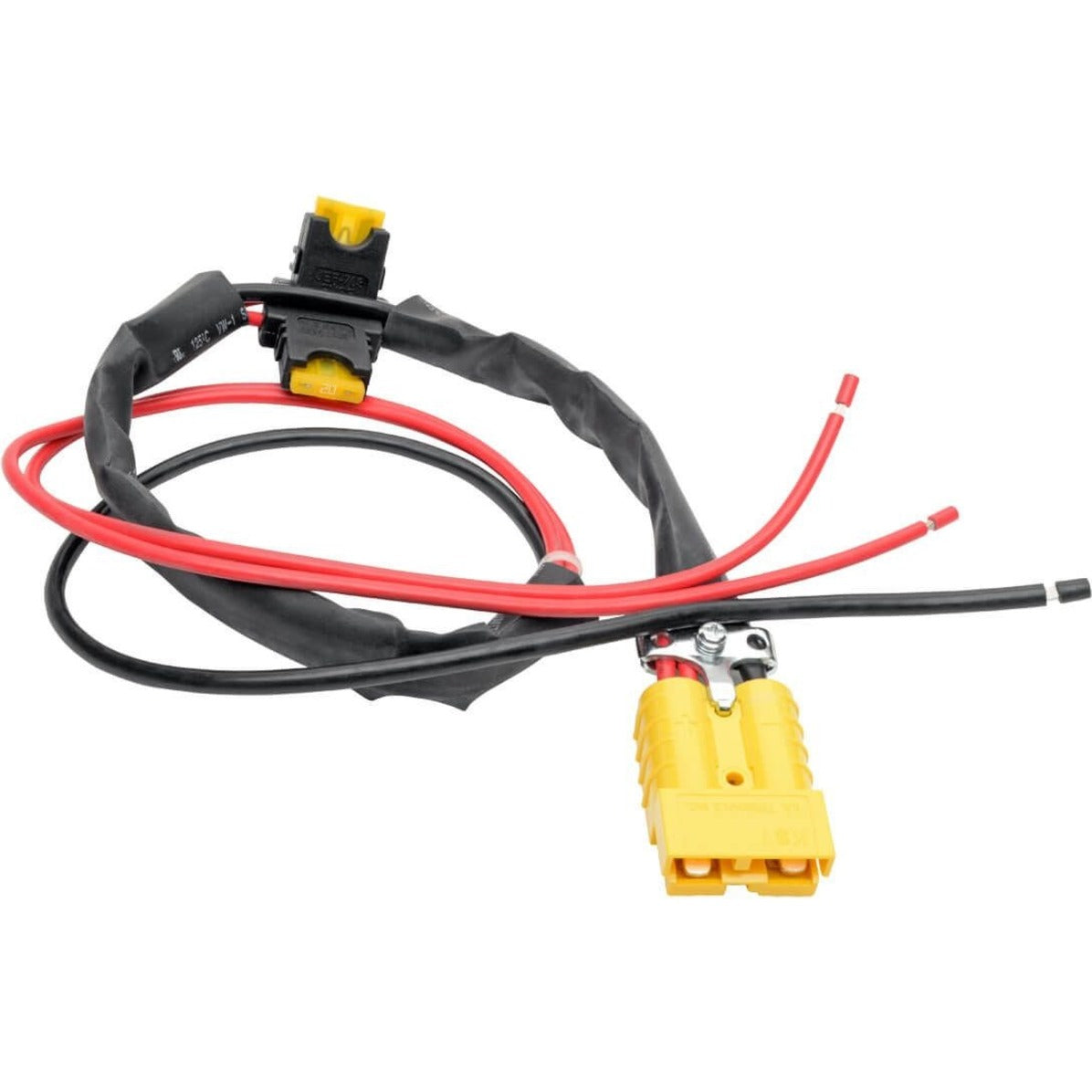 Medical power cable with Anderson connector, red and black wires, and protective sheathing-alternate-image1