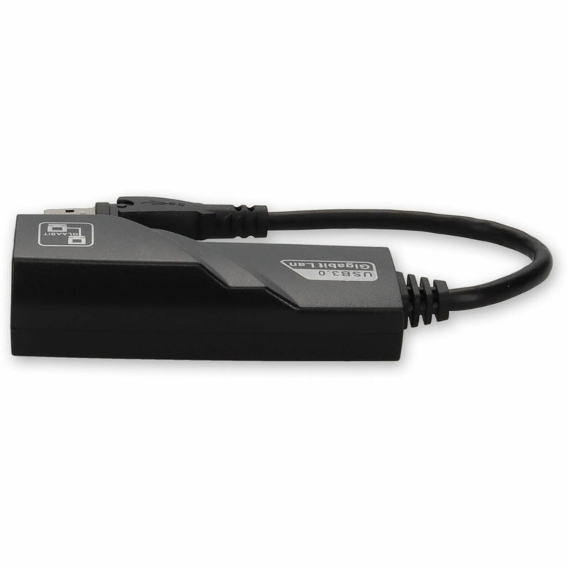 Side view of the USB 3.0 to Gigabit Ethernet adapter showing sleek angular design