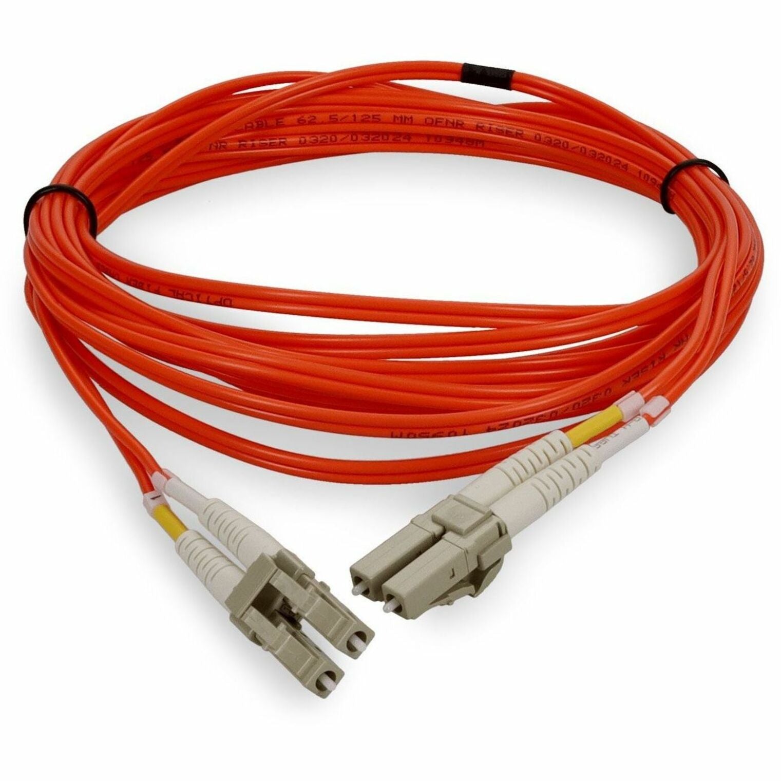 Close-up view of orange multimode fiber cable with LC connectors-alternate-image8