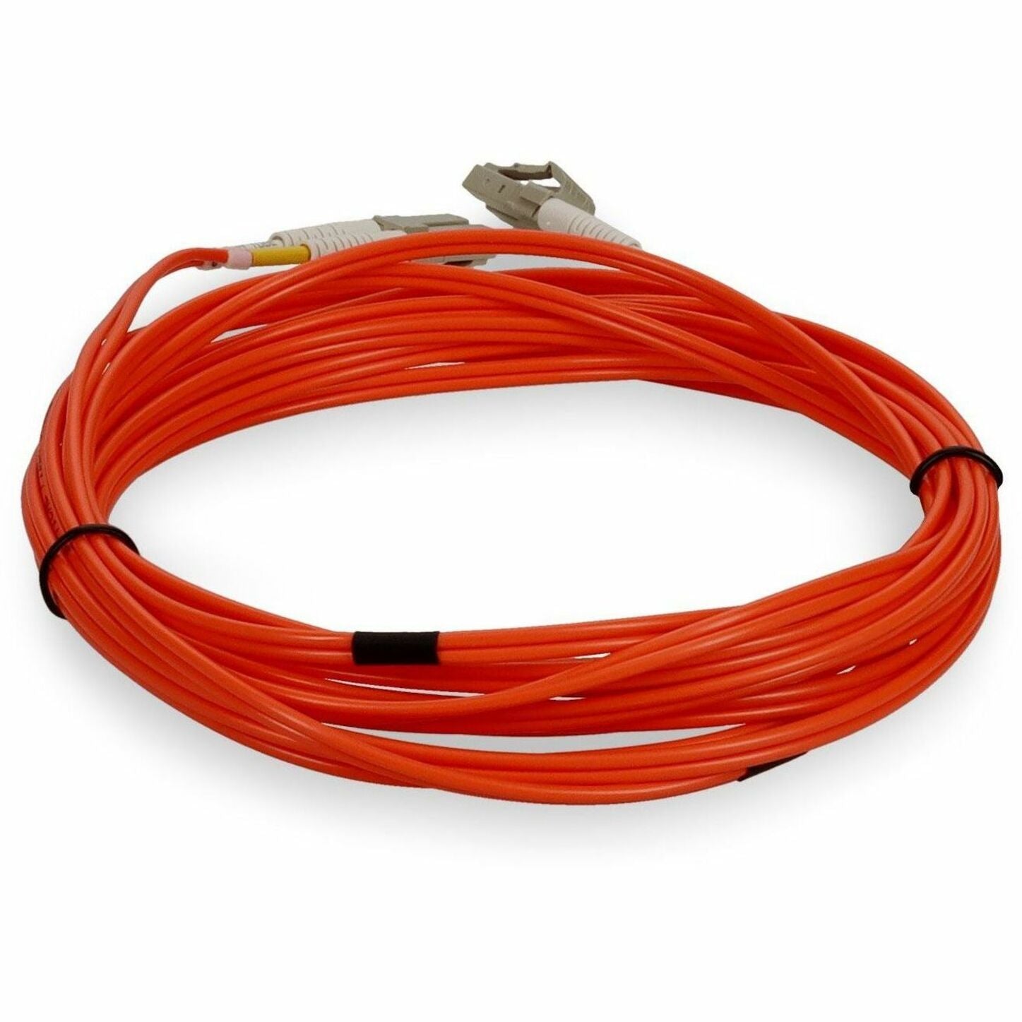 Orange duplex fiber patch cable showing both LC connector ends-alternate-image4