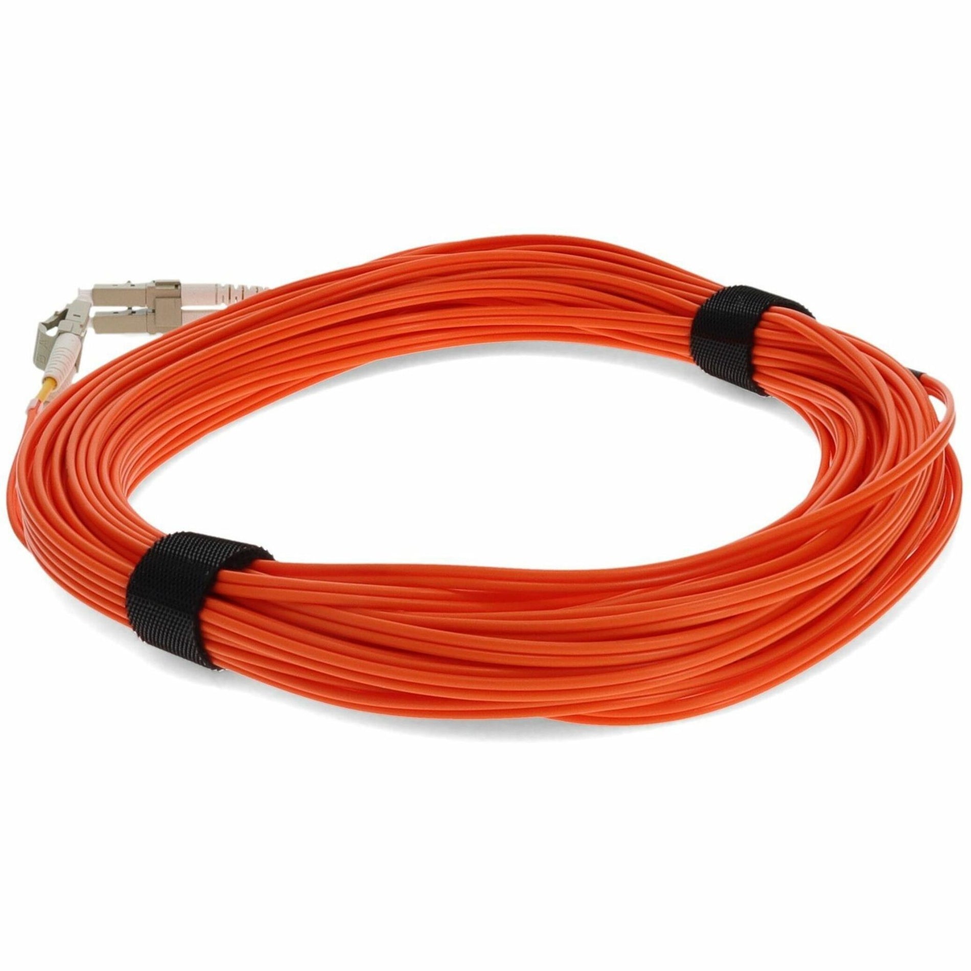 Angled view of orange fiber cable showing LC connector detail-alternate-image3