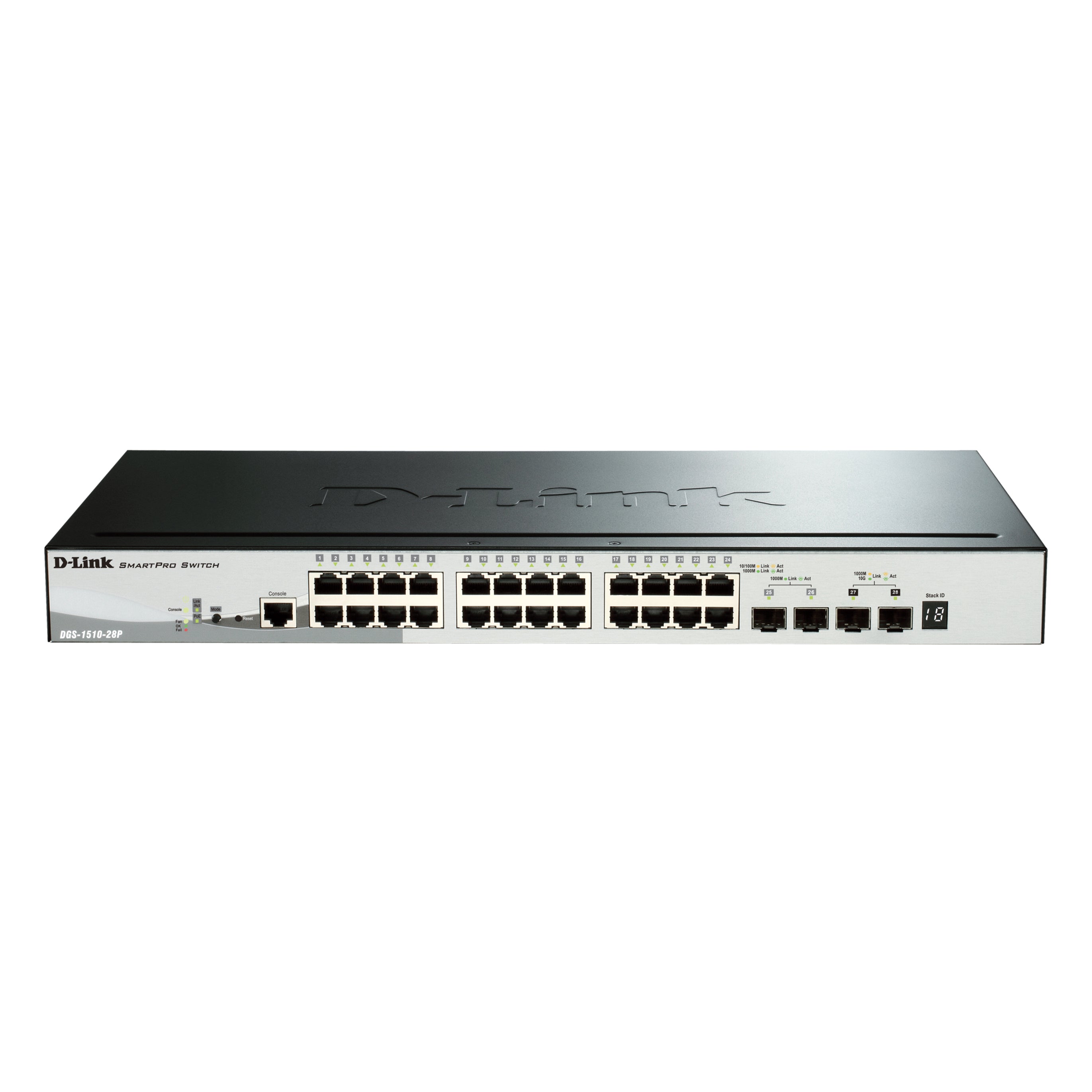 D-Link SmartPro DGS-1510-28P Managed Ethernet Switch, 28 PoE Gigabit Ports, 2 SFP+ 10GbE Slots, 2 SFP Slots, Virtual Stacking, Static Routing - DGS-1510-28P (1 Year Warranty)