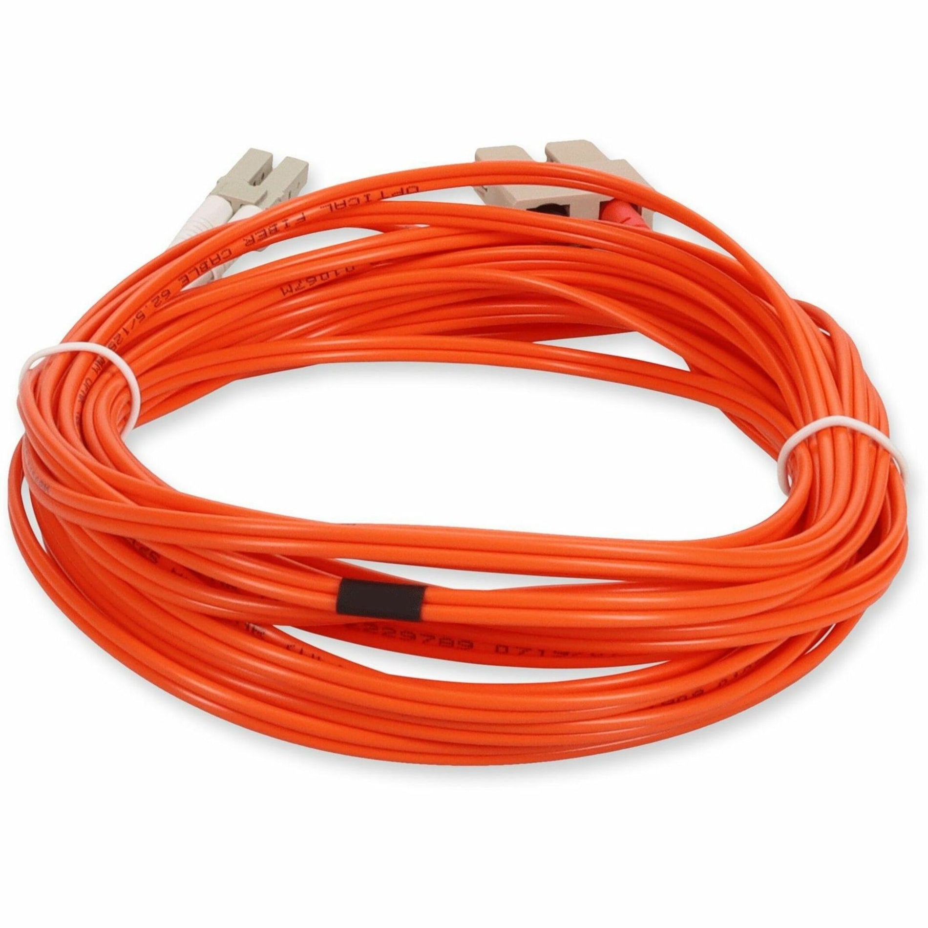 Top-down view of coiled orange fiber optic patch cable-alternate-image3