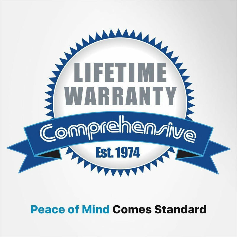 Comprehensive Connectivity Company lifetime warranty badge with established date 1974