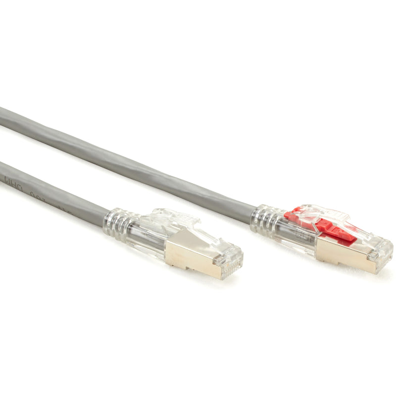 Close-up comparison of shielded CAT6A connectors showing internal construction