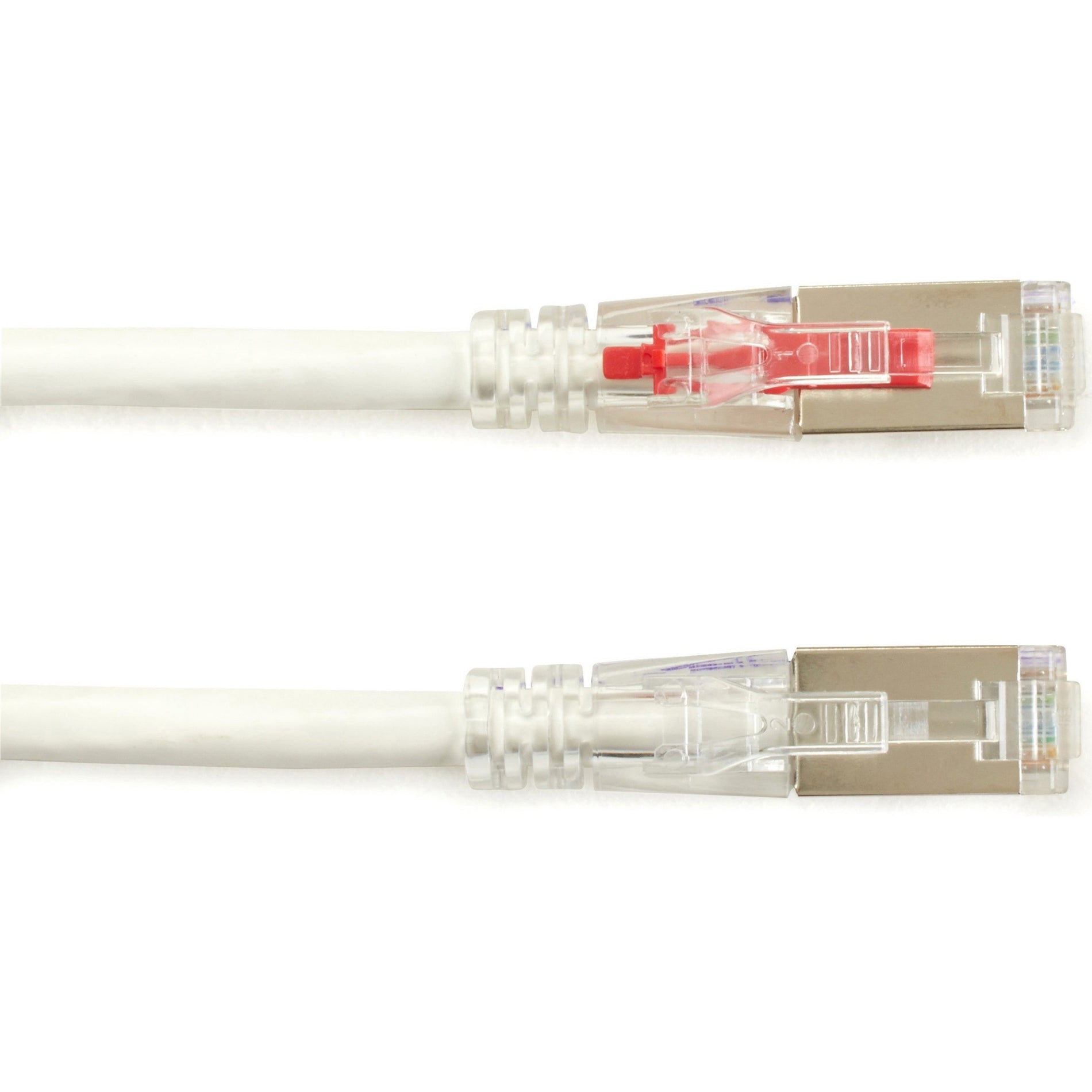 Side-by-side comparison of standard and security-enabled CAT6A connectors with red locking mechanism-alternate-image2