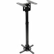 Black telescoping projector ceiling mount with adjustable mounting plate and cable management system