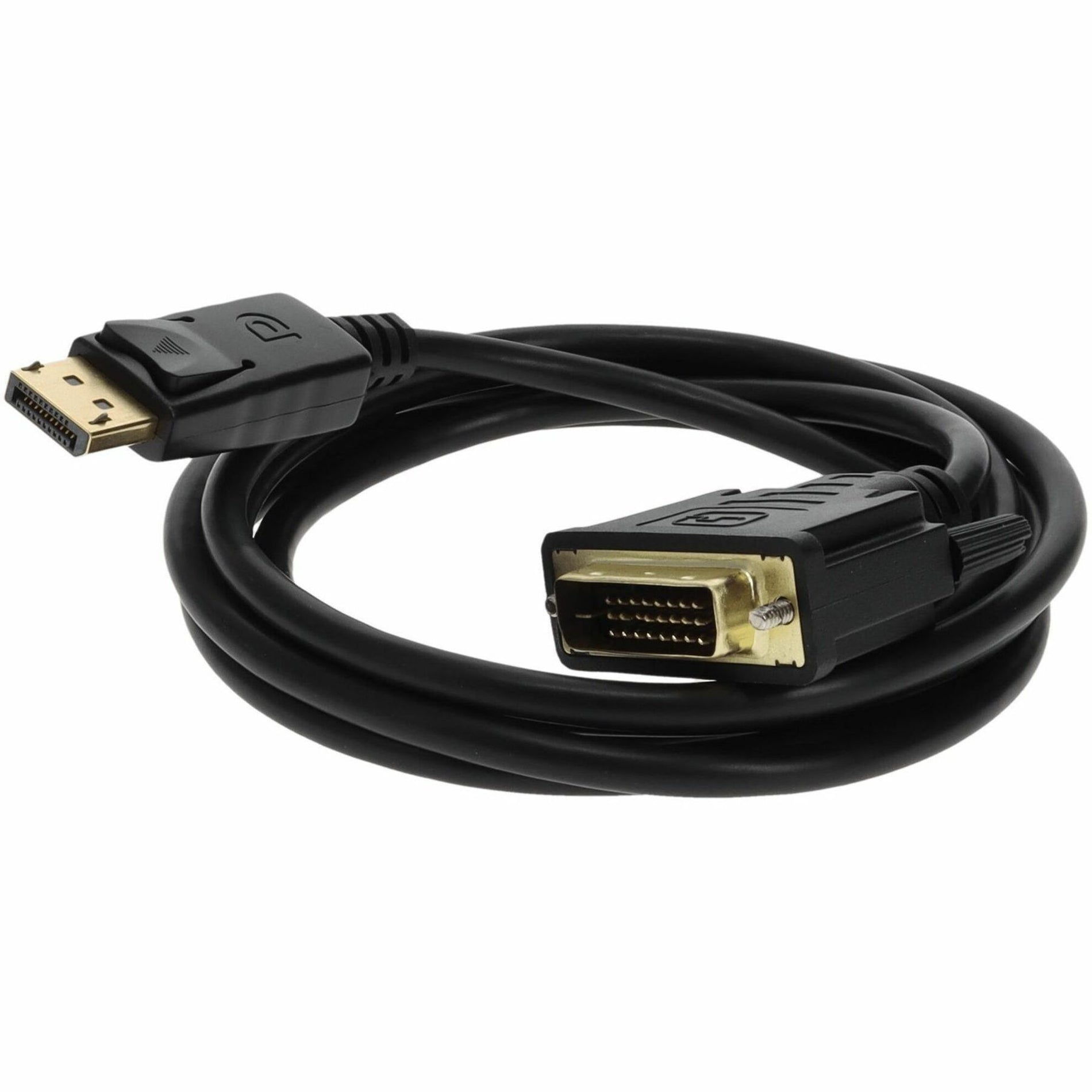 AddOn 5PK 6ft Kabel DisplayPort 1.2 Pria ke DVI-D Dual Link (24+1 pin) Pria Hitam Yang Membutuhkan DP++ Untuk Resolusi Hingga 2560x1600 (WQXGA) (DISPLAYPORT2DVI6F-5PK)