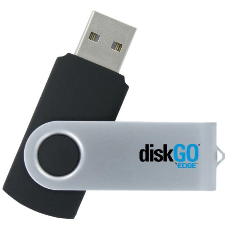 EDGE DiskGO C2 128GB USB flash drive with black and silver swivel design