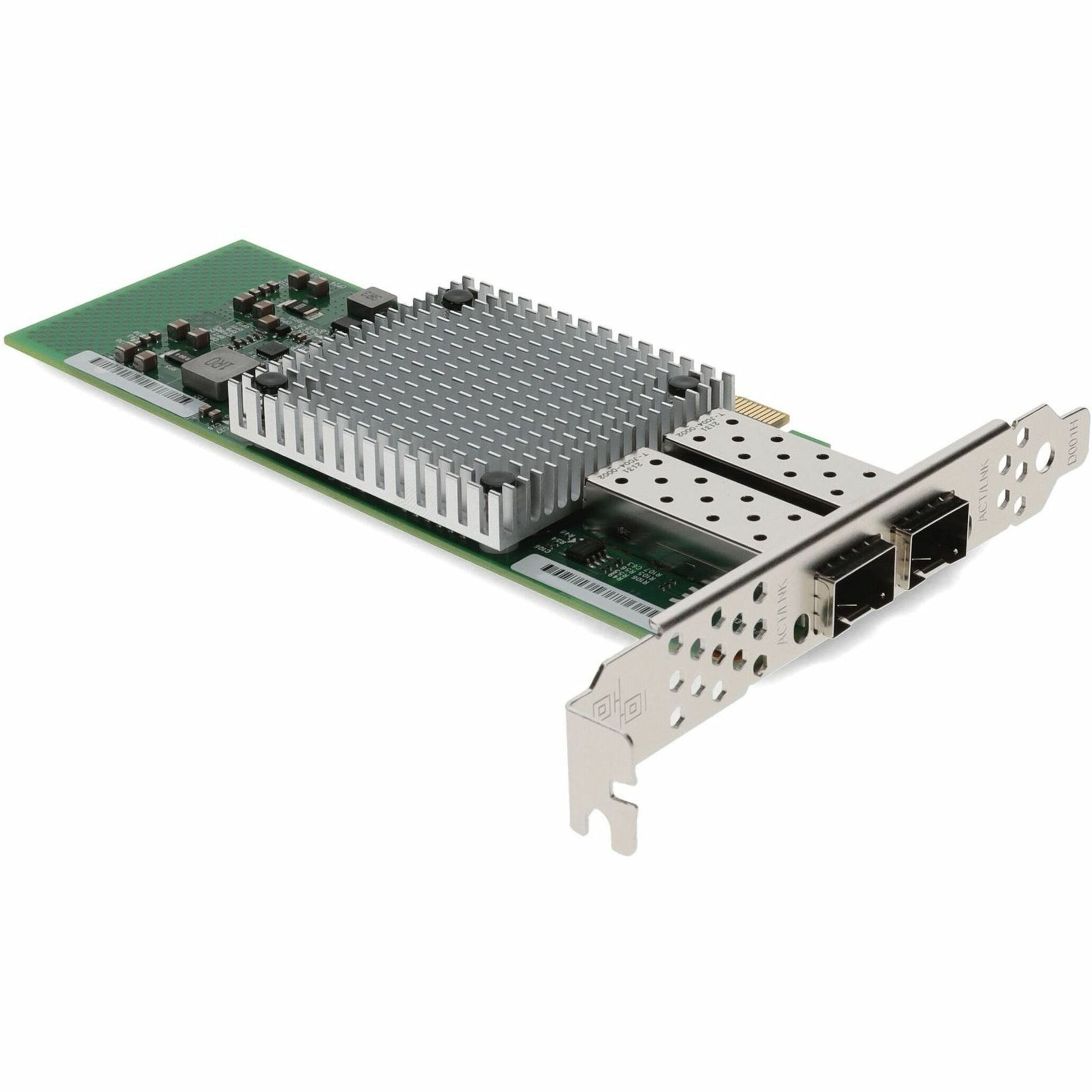 Front angle view of MHQH29C-XTR-AO emphasizing dual SFP+ ports and mounting bracket-alternate-image7