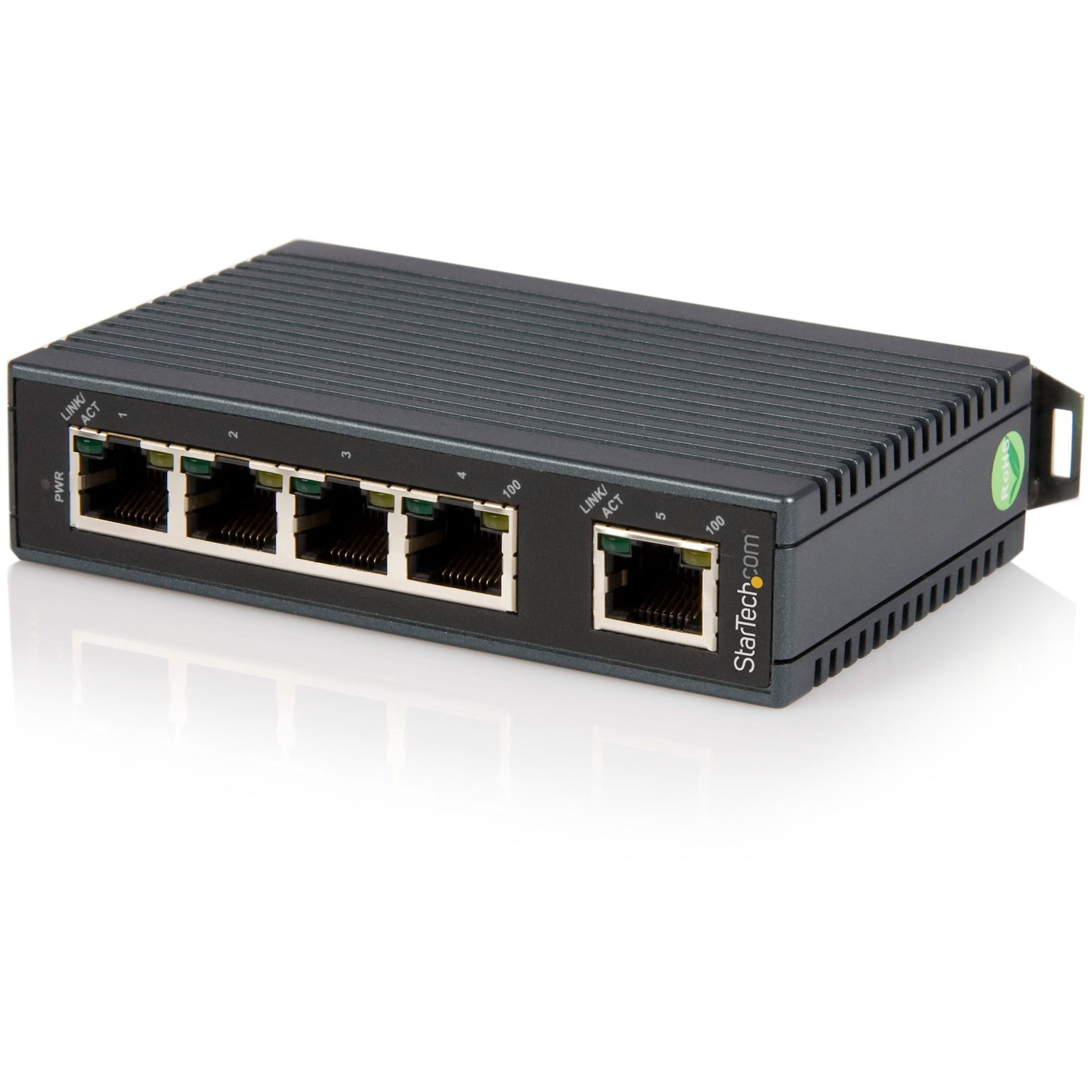 StarTech.com Industrial 5-Port Fast Ethernet Switch, DIN Rail Mountable, Energy-Efficient, IP30-Rated, 10/100Base-TX Network, TAA Compliant - IES5102 (2 Year Warranty)