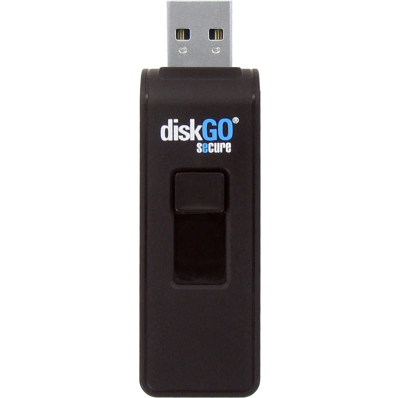 EDGE DiskGO Secure Pro USB 3.0 flash drive featuring black sliding design with diskGO secure branding and USB 3.0 connector-alternate-image1