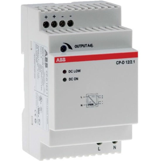 AXIS CP-D 12/2.1 DIN rail mount power supply unit in white housing with LED status indicators and connection terminals