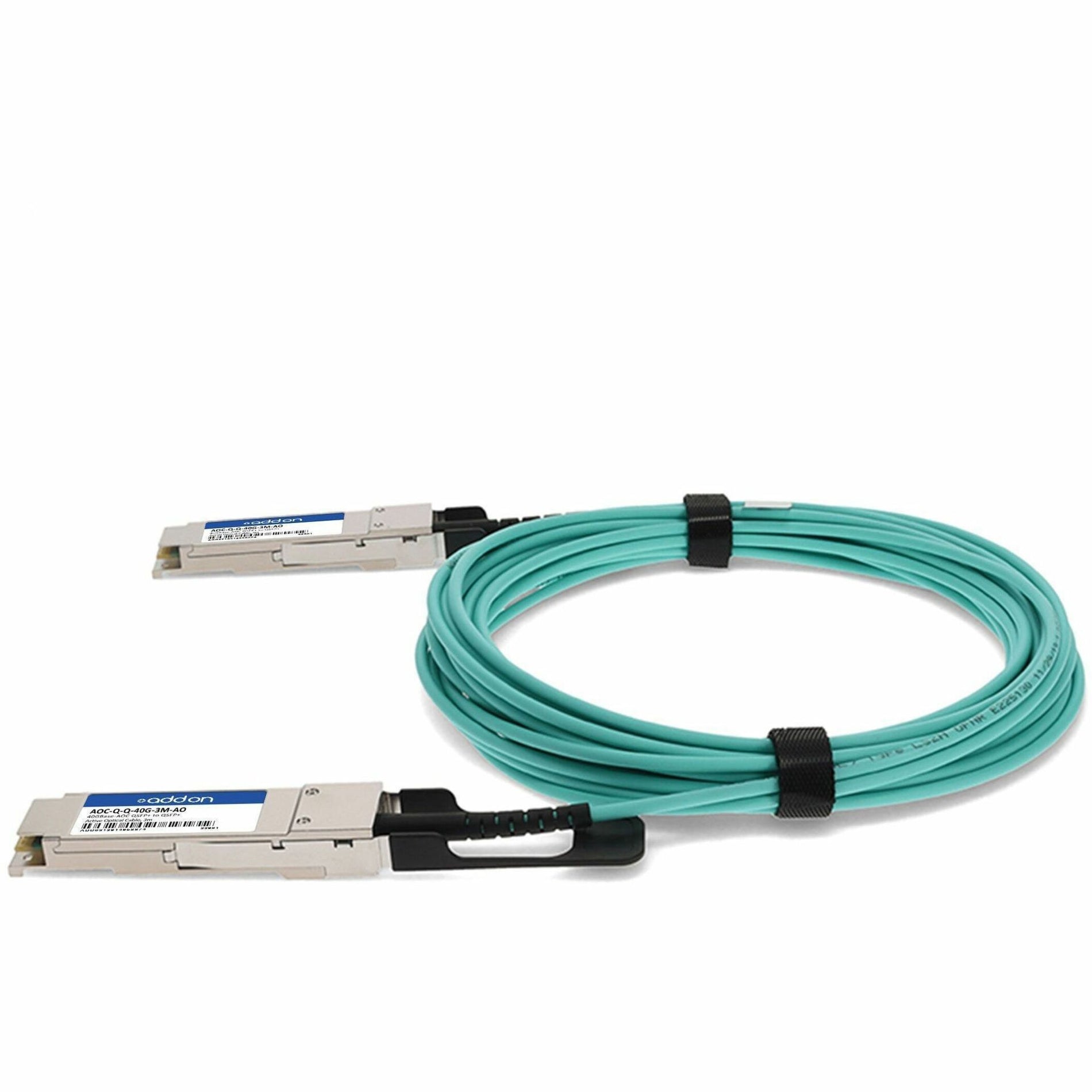 Angled view of 40G QSFP+ active optical cable showing connector detail-alternate-image2